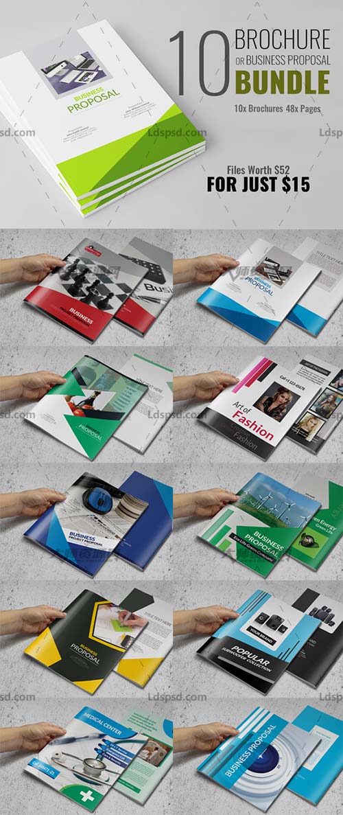 Brochure or Business Proposal Bundle,杂志/画册/手册模板(10套合集版)